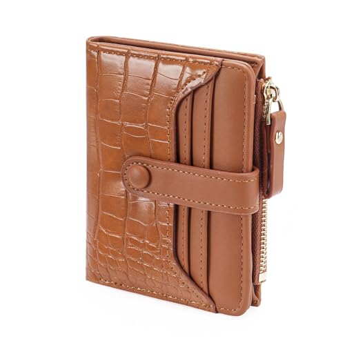 Image of Small Wallet for Women Leather Card Holder Bifold Ladies Wallets with Zipper Change Pocket ID Window