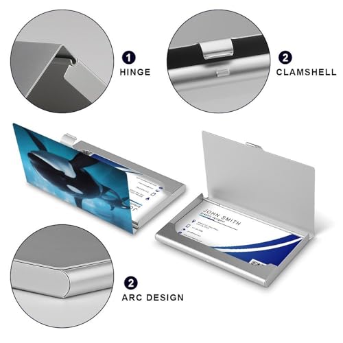 Business Card Holder Killer Whale Slim Business Card Case Professional Name Card Holders Purse Name Card Organizer Minimalist Pocket Card Cases for Men Women4