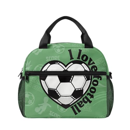 AmzPrint Soccer Lunch Bag for Girls, 9 Inch Green