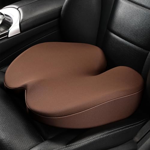 Rngwxoe Cojin Asiento Coche Conductor de Cuña - Cojin Elevador Coche Adulto de Espuma de Memoria Cojin Coxis Ortopedico para Auto, Silla de Oficina, Silla de Ruedas,Marrón