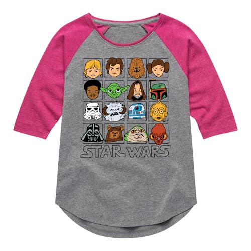 STAR WARS - Face Grid - Toddler and Youth Girls Shirt Tail Raglan