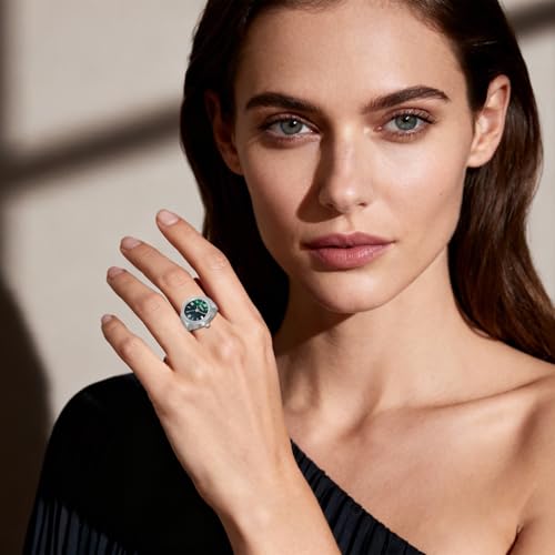 Image of JewelryWe Finger Watch for Women - Stretchy Elastic Band Round Simple Dial Quartz Ring Watches for Daily and Office