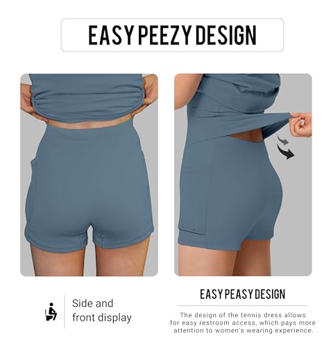 Image of MIRITY Womens Activewear Tennis Dress - Built in Shorts with Pockets and Bra Golf Athletic Workout Dresses