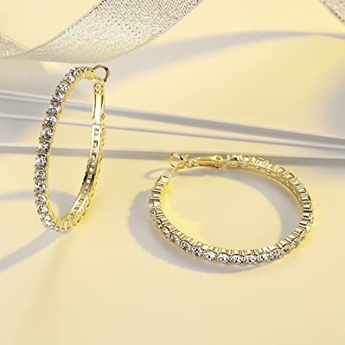 SELOVO Hoop Earrings Stylish Crystal Earrings For Women 1.8"3