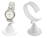 N'ice Packaging 2-Pack White Leatherette Wrist Watch Bracelet Jewelry Showcase Display Stretchie Bangle Bracelet Display Stand