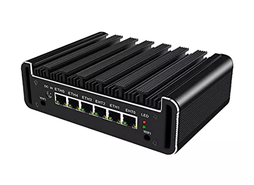 Firewall Appliance Mini PC, OPNsense, Intel Core I5 10210U, 6 x Intel I225 Lan, 2xDDR4 RAM, 1xHD, 1xCOM, AES-NI, Fanless Firewal