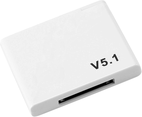 30-контактный аудиоприемник Bluetooth 5.1 A2DP музыкальный беспроводной мини-адаптер для 30-контактного аналогового гнезда динамика белый