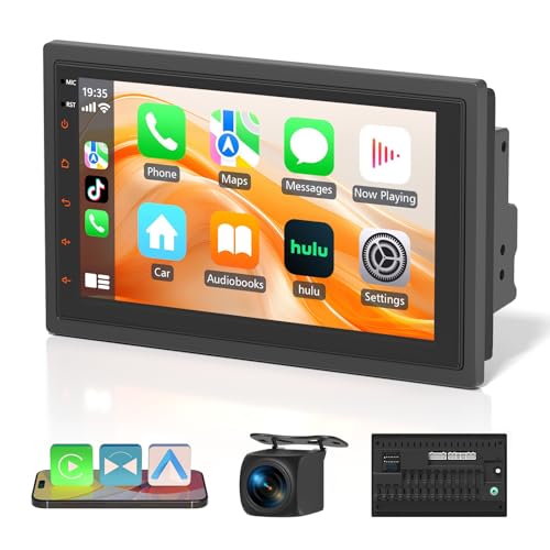 Image of Haudio Double Din Car Stereo - Wireless CarPlay & Android Auto, 7 inch HD Touchscreen Car Radio with Bluetooth,Voice Control, Backup Camera, Subwoofers, SWC, GPS Navigation (2+64GB)