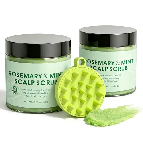 Lot de 2 gommages pour cuir chevelu, gommage du cuir chevelu, gommage du cuir chevelu au romarin, soin nutritif détox avec cuir chevelu, 8,81 oz