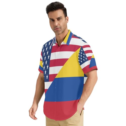 Chemise manches courtes homme style hawaïen drapeau USA Colombie S pour l'été
