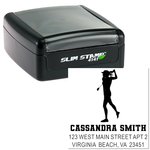 Image of Dynamic Golf Silhouette, Golfer Silhouette Rubber Stamp - Personalized Dynamic Golf Line for Enthusiasts, Unique Standard 1-5 /8 inch Square Wood Handle, Lovers
