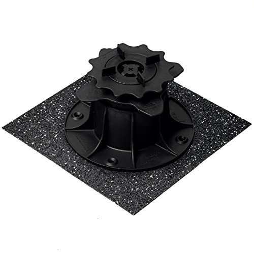 QUICK2FIX® 48 stuks terrasdragers voor stellagers (rubberen pads 195 x 195 x 3,0 mm) voor een stabiele terrasconstructie - Made in Germany