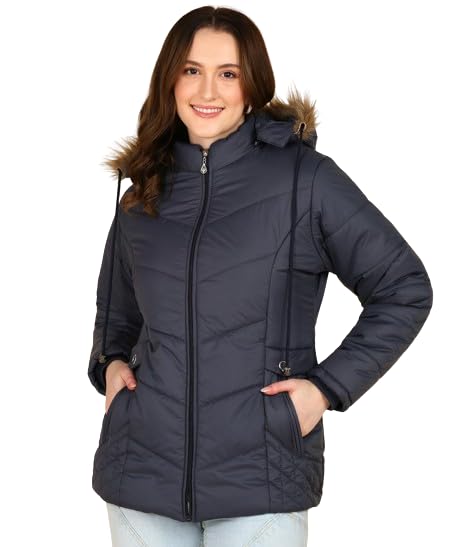 Image of ELLIPSE Nylon Full Sleeve Solid Casual Fashionable And Stylish Winter Jacket For Women's