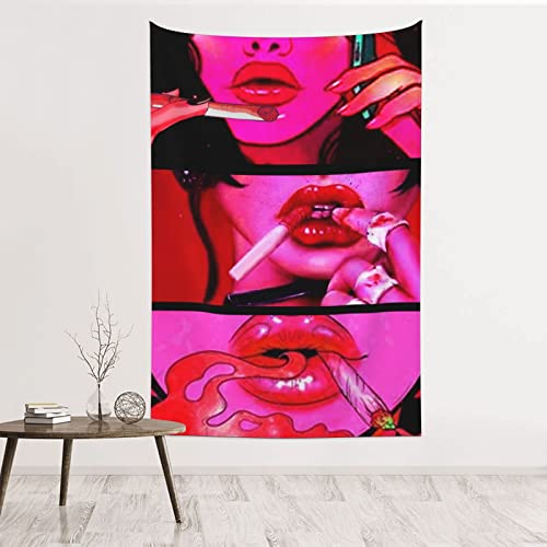 Florally Unique Tapestry Trippy Cool Girl Hippie Painting Art For Party Wedding Holiday Decor, Hippie Bohemian Trippy Indian Wall Hanging Decor, Living Room Bedroom 40X60 Inches Smooth Tapestry #TOP1