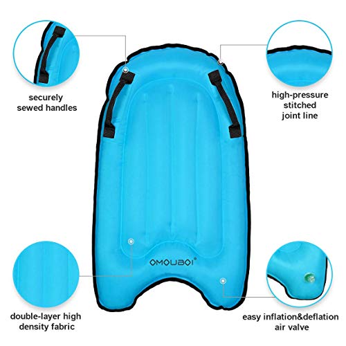 OMOUBOI Inflatable Bodyboards Lightweight Body Board Soft Bodyboard Portable Pool Floats Boards 30” Mini Surfboards Inflatable Wave Board for Water Sports, Beach, Surfing, Swimming