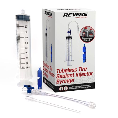 Revere Bicycle Tubeless Tire Sealant Injector Syringe & Presta Core Valve Removal Tool – Essential Kit for Easy Tubeless Tire Maintenance