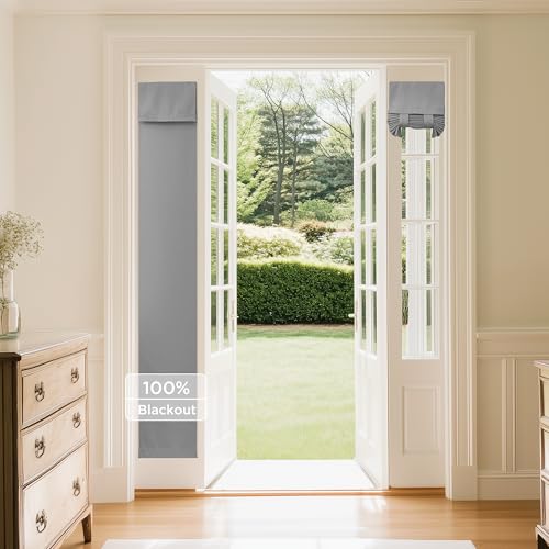 NICETOWN Light Grey 100% Blackout Sidelight Curtains for Side Window