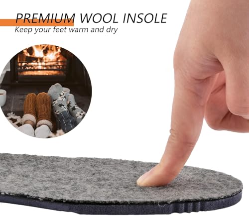 Image of TIESTRA Merino Wool Insoles for Men Fur Fleece Shoes Inserts Memory Foam Cushion Comfort Warm Sheepskin Insoles for Winter Snow Boots Slippers Grey 43EU,US10