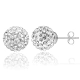 AOEDEJ Disco Ball Earrings for Women Silver Ball Earrings Crystal Earrings Studs Silver Crystal Cubic Zirconia