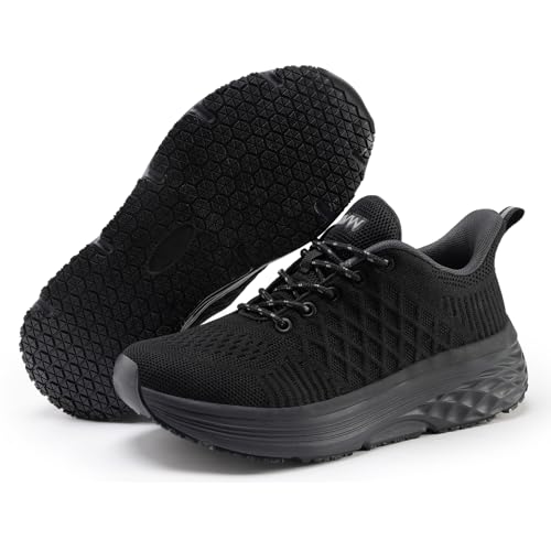 Image of AVW Womens Non Slip Work Shoes Water Resistant Walking Sneakers Food Service Chef Kitchen Shoes