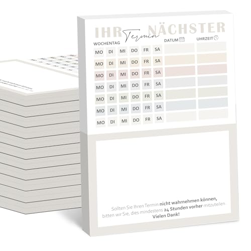 BIROYAL Terminzettel Praxis | 12 x Terminblock | ​Terminblöcke mit 600 Terminzetteln | DIN-A7 Terminzettel 7 Termine pro Zettel für Ärzte, Heilpraktiker, Physio, Massage, Studios, Kosmetik