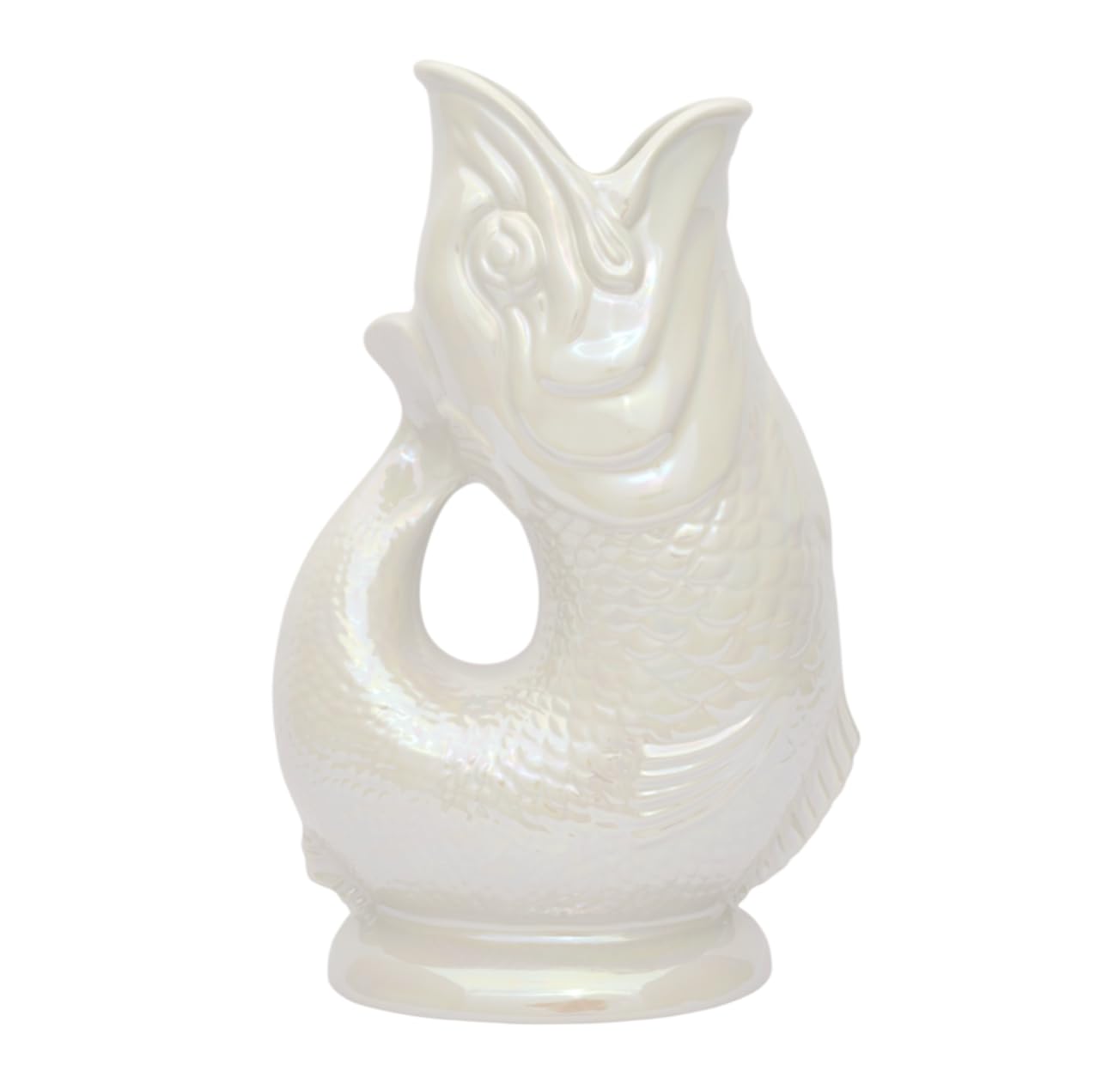 The Original Gluggle Jug - Pearl Lustre Glug Jug in XL, 28cm 1.4L - Gug Glug Fish Shaped Jug - Decorative Glugging Water, Cocktail, Wine & Gin Pitcher, Decanter or Vase - Hand Made in Britain