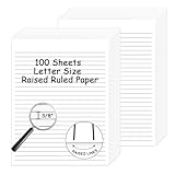 100 Sheets Handwriting Paper 8.5”x11” Narrow Ruled Spacing Raised Line Writing Paper Tactile Handwriting Paper Multi-Sensory Ruled Handwriting Tablet for 3rd Grade and Up