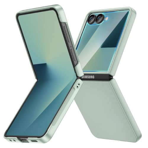 Image of Ruky for Z Flip 8 Case, with Built-in Screen Protector, Mint Green | Support Wireless Charging Hard PC Ultra-Thin Full Body Protective Phone Case for Samsung Galaxy Z Flip 8, Mint Green