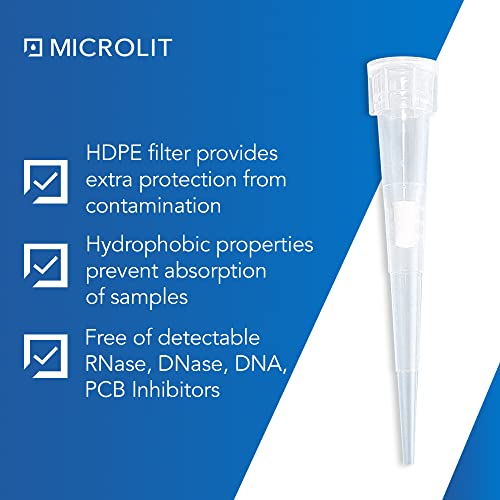 Microlit - Filtered Micropipette Pipette Tips, Low-Retention And Clean-Release Hydrophobic Transfer Pipette Tips, Universal Fit 10 Ul Pipette Tips, 960-Count Plastic Pipette Tips, 1 Pack Of 10 Racks #TOP2