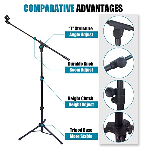 Gleam Microphone Stand - Tripod Boom Mic Stand With Carrying Bag And Screw Adapter (Tripod) #TOP1