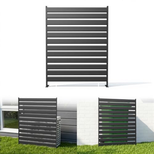 63 H x 38 W (1-Panels) Air Conditioner Fence Screen Trash Can Privacy Fence Panels Suitable for Pools and Yards no Digging RequiredBlack Privacy Panel