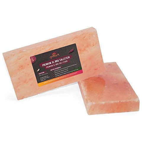 grillart Premium XL salt stone for grilling (pack of 2) BBQ salt grill stone for a special taste - Original salt plank for grilling Cover