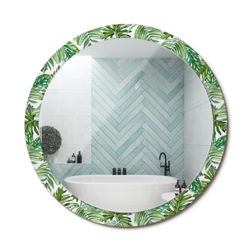 Miroir Mural Rond Cadre Graphique Moderne Salon 100cm