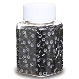 GOTDYA 1000pcs 5mm Black Extension Beads,Silicone Lined Micro Rings,MicroLink I Tip Weft Beads for Hair Tinsel and Feathers Extensions