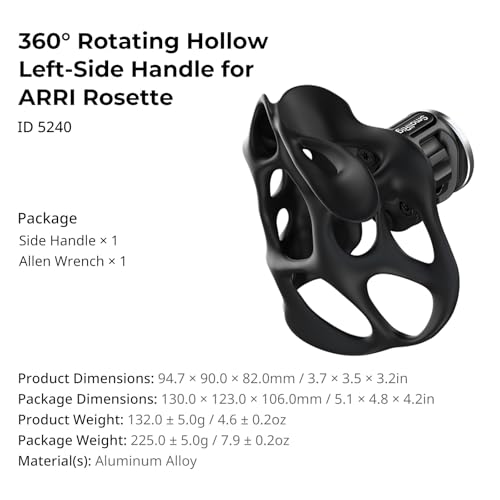 Image of SMALLRIG 360 Rotating Hollow Left-Side Handle for ARRI Rosette, 15kg / 33lb Load for Camera Cages & Shoulder Rigs