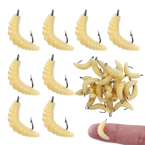 UYVPAER Lot De 30 Appâts Souples En Silicone Avec Hameçon, Leurres Insectes Pour Pêche À La Truite