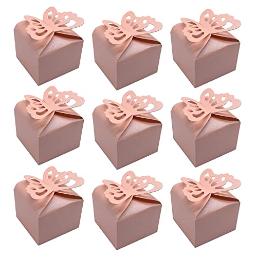 50 Piezas Caja de Caramelos Mariposa, Papel Perlado Cajitas Regalo, Caja de Dulces de Mariposa Rosa, Para la Shower Boda Cumpleaños Fiesta de Bienvenida Sagrada Comunión Fiestas Cover