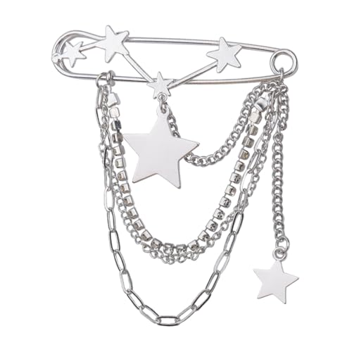 Image of Y2k Chain Brooch Pins for Women Silver Gold Tassel Pin for Coat Collar Brooch Pin Y2k Punk Shoes Clothing Accessories