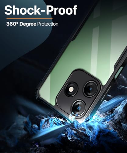 Image of WOW IMAGINE Shock Proof Clear Protective Back Case for Tecno Spark 10C - AirEDGE Technology | 360 Degree Camera Protection | Transparent Hybrid Back Case Mobile Cover - Black