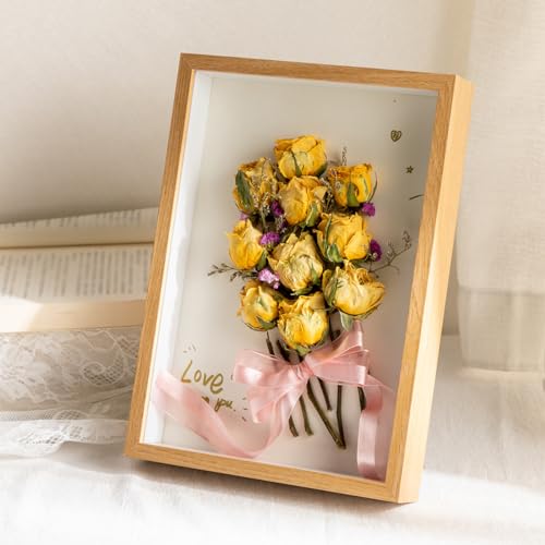 marysgift A4 Photo Frame Picture Frames 3D Shadow Box Deep Box Frames 21cm x 30cm Tabletop Wooden Memory Box Display Keepsake Box for Memorabilia Awards Bouquet Photos Crafts Tickets (Wooden,A4) - Image 3