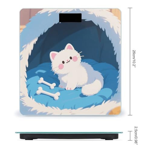 Báscula digital para baño alta precisión 400 lb diseño gato miniatura 2