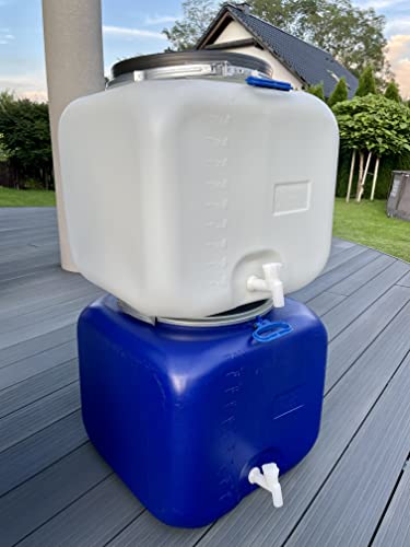 Agrohit Weithalsfass, 100 Liter Fass, Futtertonne, Sauerkrautfass, Regenfass aus Kunststoff, Deckelfass mit Zapfhahn & Bequemen Griffen, Leicht zu Transportieren Cover