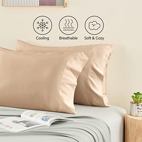 Image of BEDELITE King Pillow Cases Set of 2, Rayon Derived from Bamboo, Taupe | Cooling and Breathable Pillow Cover for Hot Sleepers & Night Sweats, Silky Soft Cozy, Envelope Closure, 20x36 Inches
