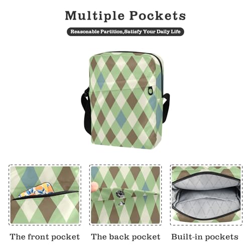 crossbody messenger bag Crossbody Bags For Women Shoulder Handbags For Women Adjustable Strap for Casual Casual- Plaid Green Yellow White Blue2