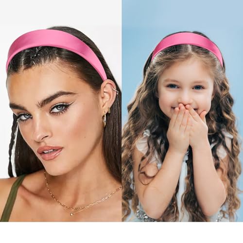 Velscrun Rose Pink Headband For Women Girls 1.6 Inch Wide Headbands Satin Head Bands For Womens Hair Solid Simple Holiday Hair Bands Cosplay Halloween Hair Accessories Gifts For Mothers Sisters thumb #4