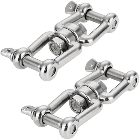 Laorde Double Shackle Swivel for Boat 1/4 inch 5/16 inch 3/8 inch 1/2 inch (4 Size) Marine Grade 316 Stainless Steel Jaw and Jaw Anchor Chain Connector (3/8 inch 2 Pack) Cover