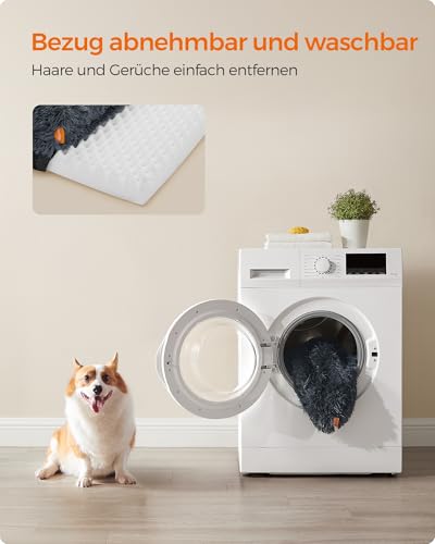 Feandrea FluffyHug Hundebett, Hundekissen Größe L, Hundematte für mittelgroße Hunde, Hundesofa Noppenschaumstoff, Bezug abnehmbar und waschbar, 91 x 68 x 16 cm, dunkelgrau PGW232G02V1