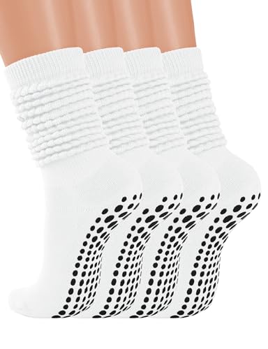 Image of AURUZA Grip Socks for Women Men Pilates Grip Socks Non Slip Yoga Sock with Grips for Barre Barefoot Hospital Grippy Sock