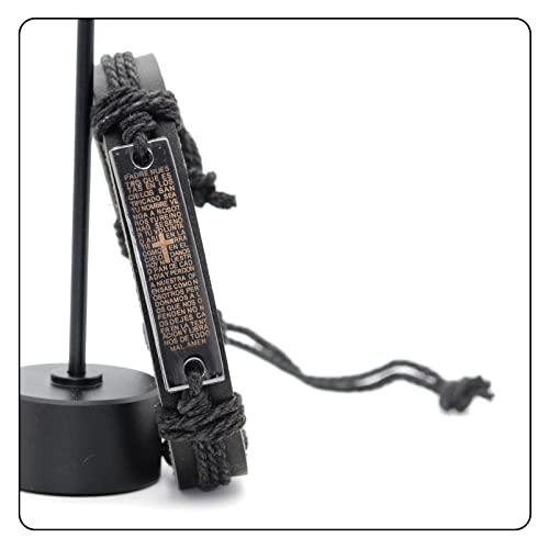 Image of Fashion Cross Tag Bangle Adjustable Leather Cuff Wristband Drawstring Rope Bracelet