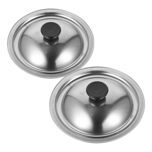 Alipis 2pcs Stainless Steel Mini Pan Lid Cooking Pot Cover Round Bowl Seasoning Cover Replacement for Kitchen Use